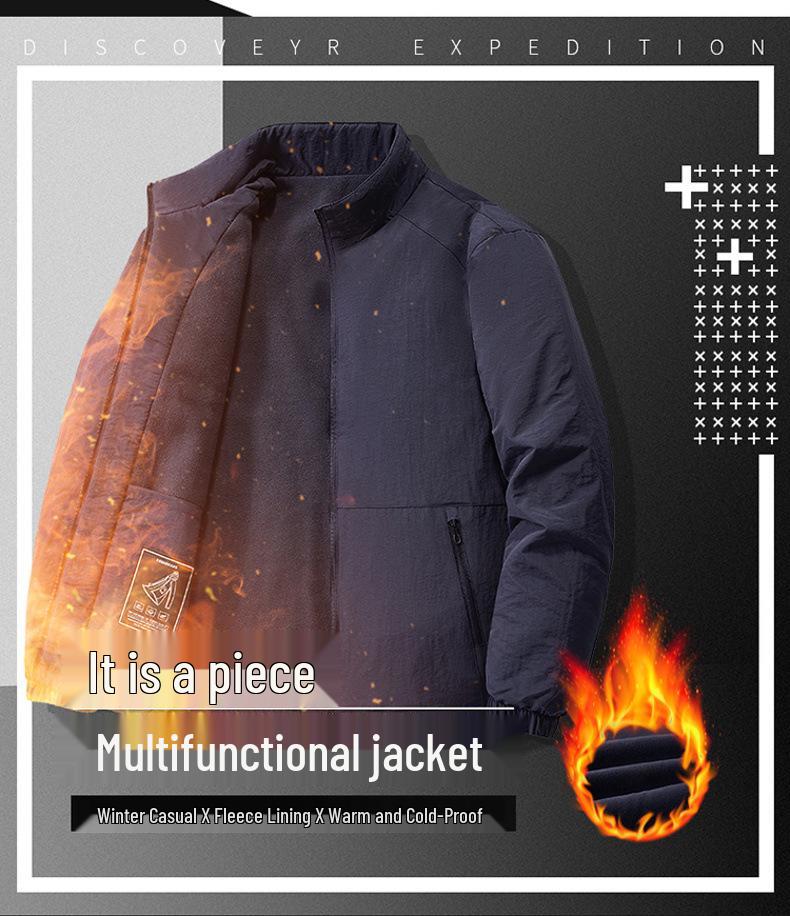 2024 Autumn Men's Outdoor Casual Jacket for Middle-Aged & Elderly with Stand-Up Collar