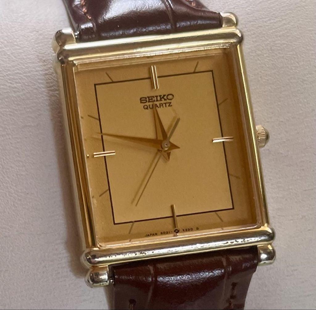 [USED] SEIKO Quartz Wristwatch Gold/Brown Vintage Printing.