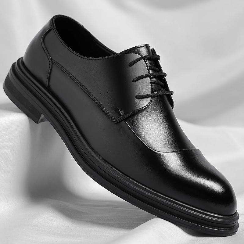 Fashion Men's Leather Lace-Up Oxford Shoes Classic Formal Business Dress Shoes Comfortable Slip-Resistant Flats New Male Wedding Shoes