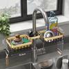 Kitchen Faucet Storage Rack, Sponge Soap Drainage Storage Rack, Hanging Sink Storage Rack with Towel Bar