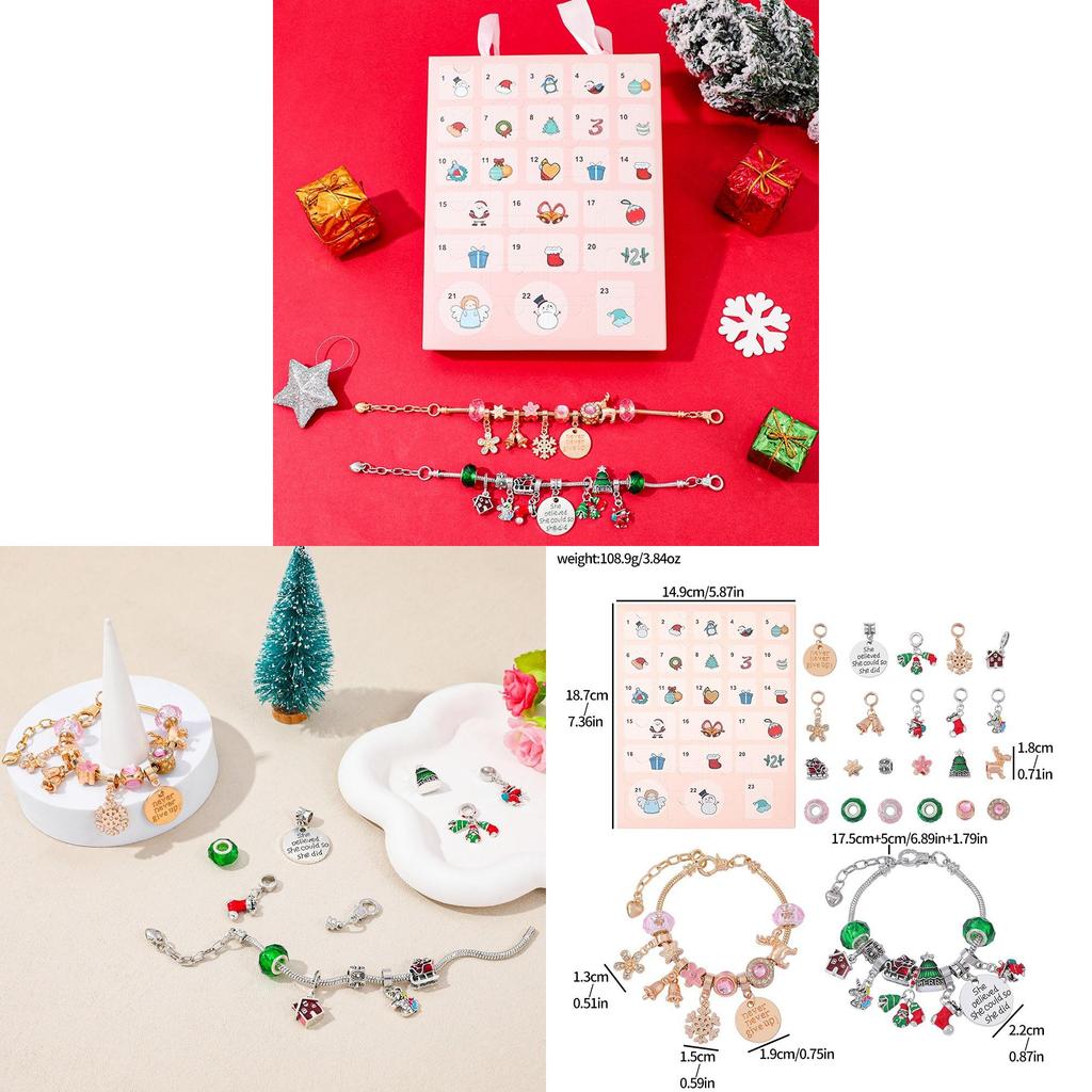 Christmas 24 Cell Cartoon Charm Bracelet Gift Box With Zinc Alloy Material For Women And Men