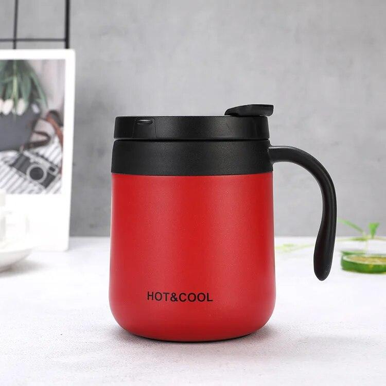350/500 ml isolierter Kaffeebecher mit Griff, Edelstahl-Isolierbecher, Kaffeebecher, Thermoskanne, Teetassen mit Rand