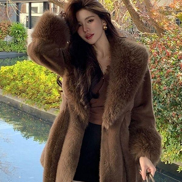 

Fur jacket new long fur integrated imitation fox hair mink coat winter XL (around 130/85kg)
