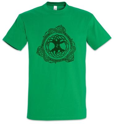 Yggdrasil Norse Dragon Runes Mens T-Shirt Vikings Tree Of Life Celtic Irminsul