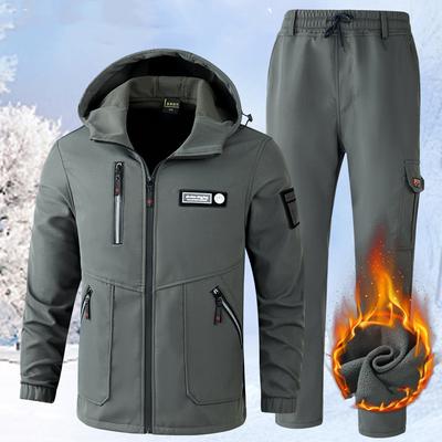 Man's Set Winter Waterproof Outdoor Set Plus Size Set Warm Jacket + Warm Pants 2 Piece Set
