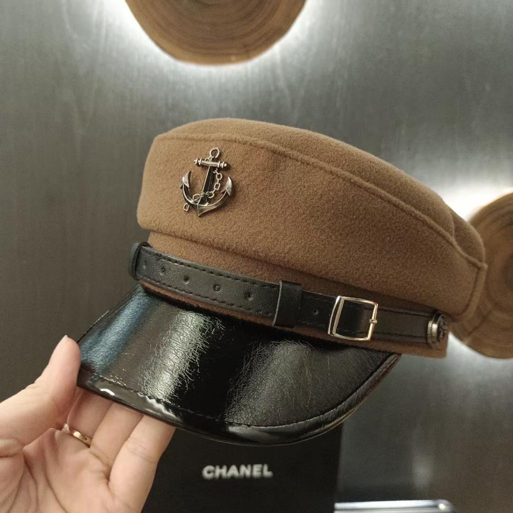 Vintage Anchor Belt Navy Hat Woolen Newsboy Hat British Style Personalized Cap