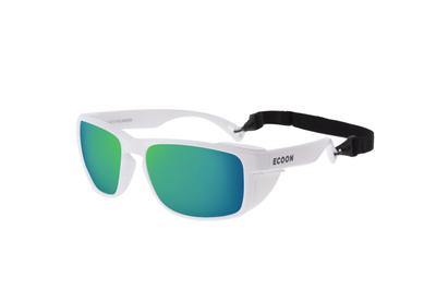 Le MORNE with Detachable Side UV White REVO OCN-ECO100-5 Sunglasses, Unisex, Shields, Protection, Lightweight, Durable, (Green Lenses) [Authentic]
