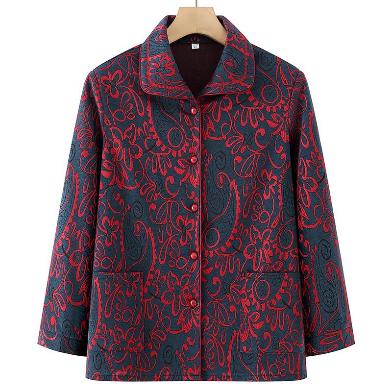 Elderly Women s Lightweight Spring & Autumn Lapel Jacket 3XL (120-135 lbs) красный
