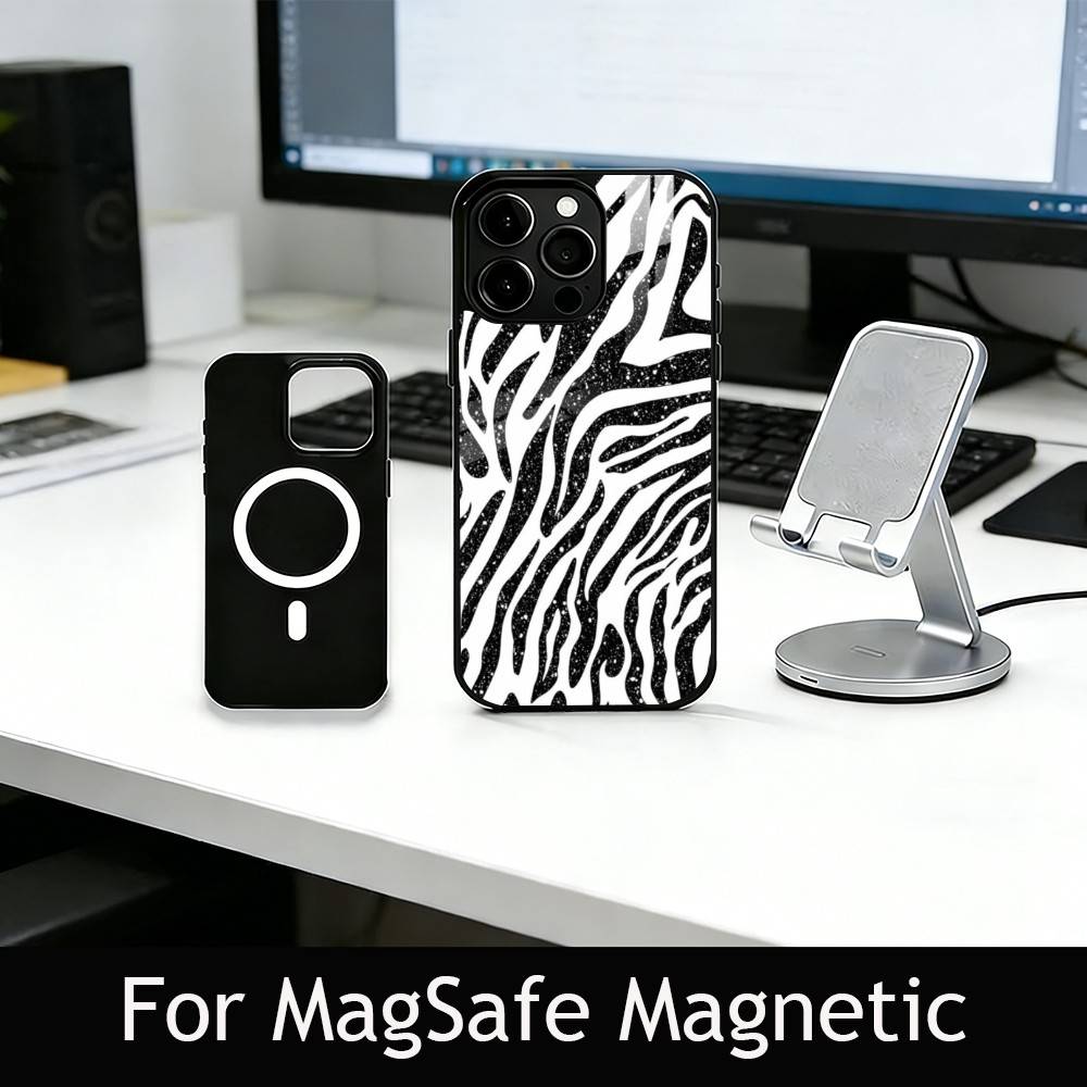 p-Zebra print Phone Case For iPhone17,16,15,14,13,12,11 Plus,Pro Magnetic For Magsafe Wireless Charging