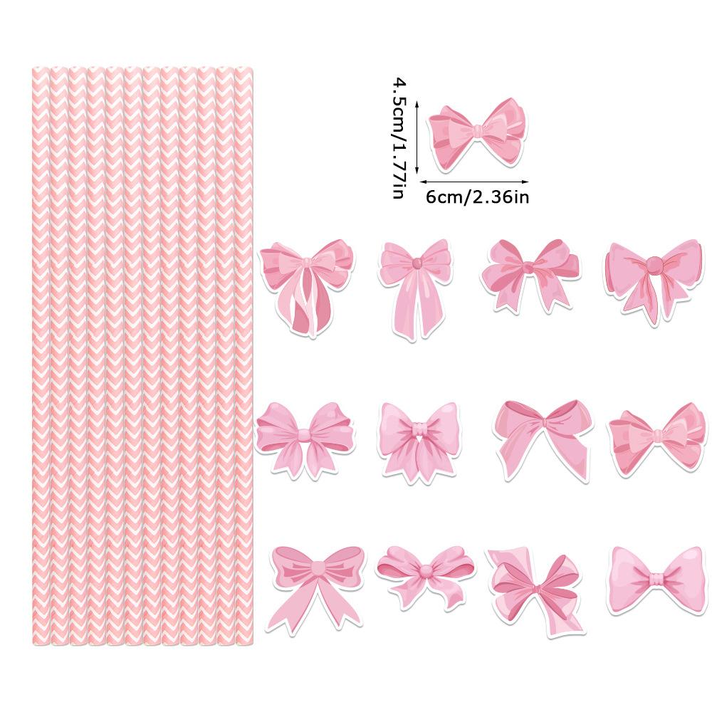Birthday Party Decoration, Creative Bow, Beverage Decoration, Disposable Paper Straws, Party Decoration Supplies