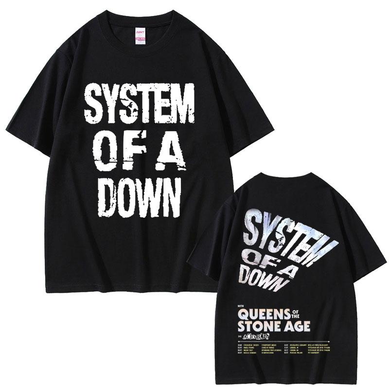 2025 Summer Limited System of A Down Tour 2026 Men Women Rock Vintage Oversized Mens Leisure Cotton Short Sleeve Tshirts