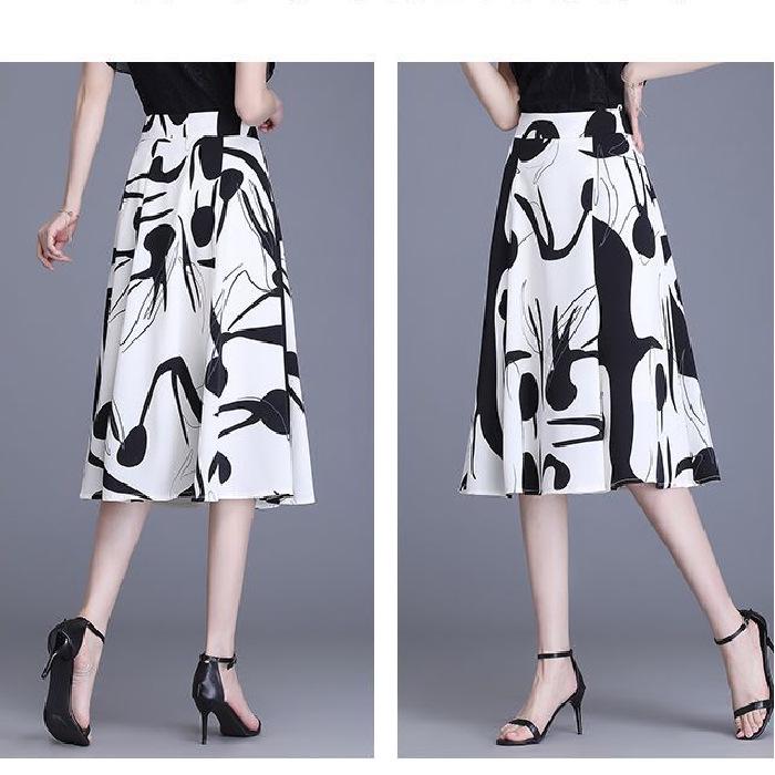 Women's Summer A-Line Printed Skirt - Slim Fit & Belly-Covering Design
