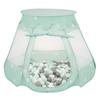 Selonis Spielzelt 105 x 90 cm/100 Bälle, Burghaus, Pop-up-Ballpit, Plastikbälle für Kinder, Minze:weiß/grau/mint