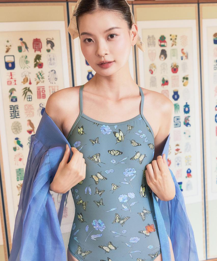 KITSCHPITCH Innocent Ballet Back One-Piece Swimsuit Gray [Kg3Lst006]