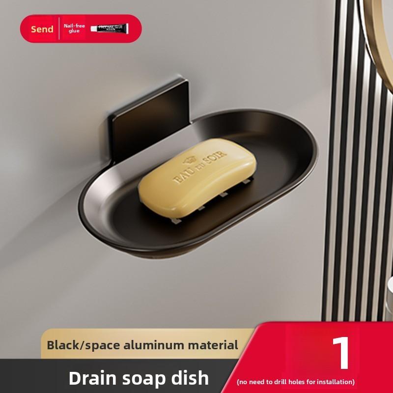 Wall Mounted Soap Dispenser Organizer With Sucker Hook For Bathroom Storage