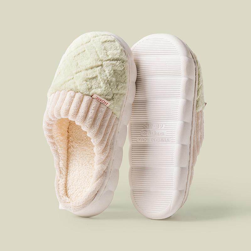 Cotton slippers winter new non-slip thick-soled fluffy slippers thermal shoes indoor home slippers