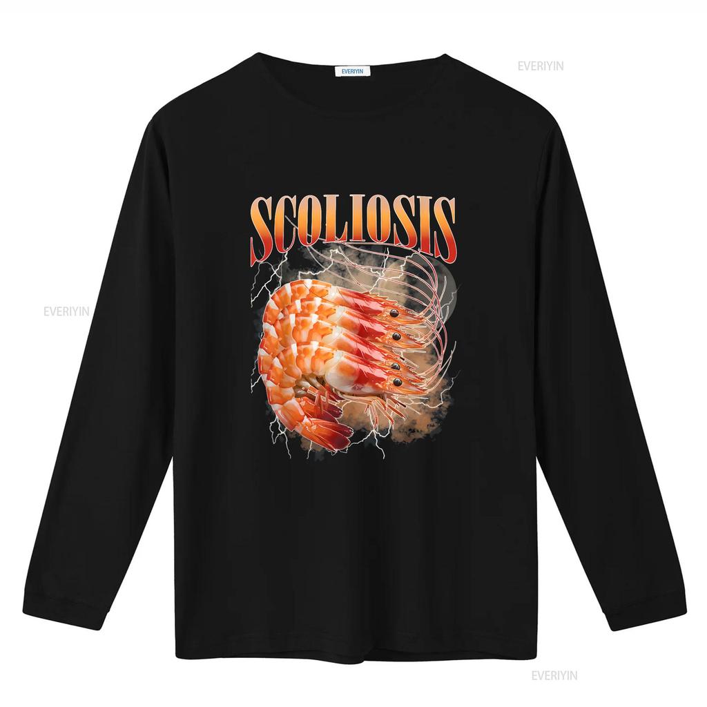 Scoliosis Shrimp T Shirt vintage Washed Versatile Top For Everyday Wear Stretched Comfortable Stylish Soft fashion Slightly