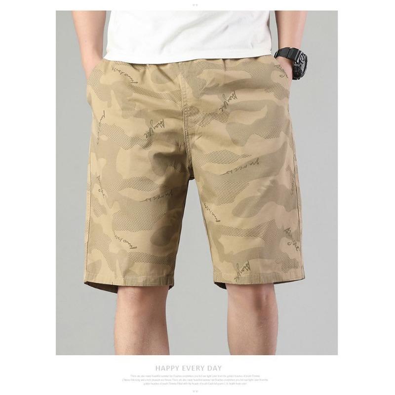 Men's Cotton Camouflage Cargo Shorts Large Pocket Casual Mid Length for Outdoor