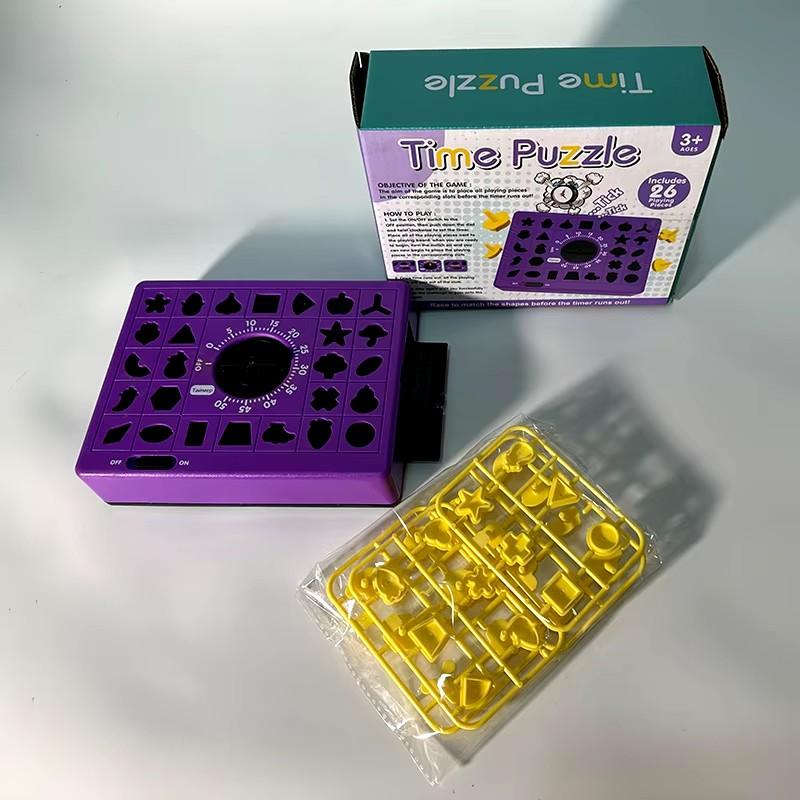 

Children Time Board Puzzle Educational Table Toy hape Matching Popup Tray Toy Set with Timer Kids Cognitive Party Family Game фіолетовий