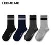 Limii Men's Striped Anti-Odor Breathable Mid-Calf Socks