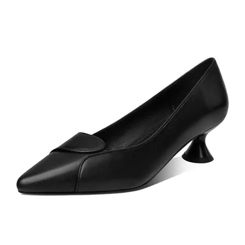 Zapatos De Mujer Women Classic Pointed Toe Black Patent Leather Spring Slip On Shoes for Sexy Party Office Ab664