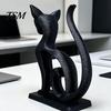 Fine Craftsmanship Collectibles Minimalist 3D Printed Cat Figurine, Decorative Animal Statue Ornament, Creative Unique Pla Figurines Small Desktop