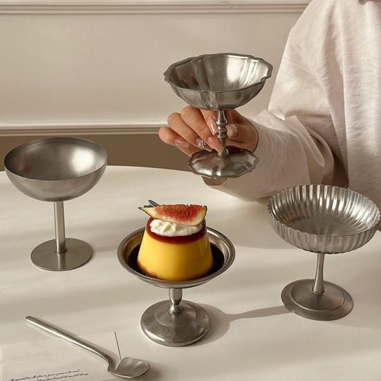 Stainless Steel Dessert Cup Cream Bowl Retro Ice