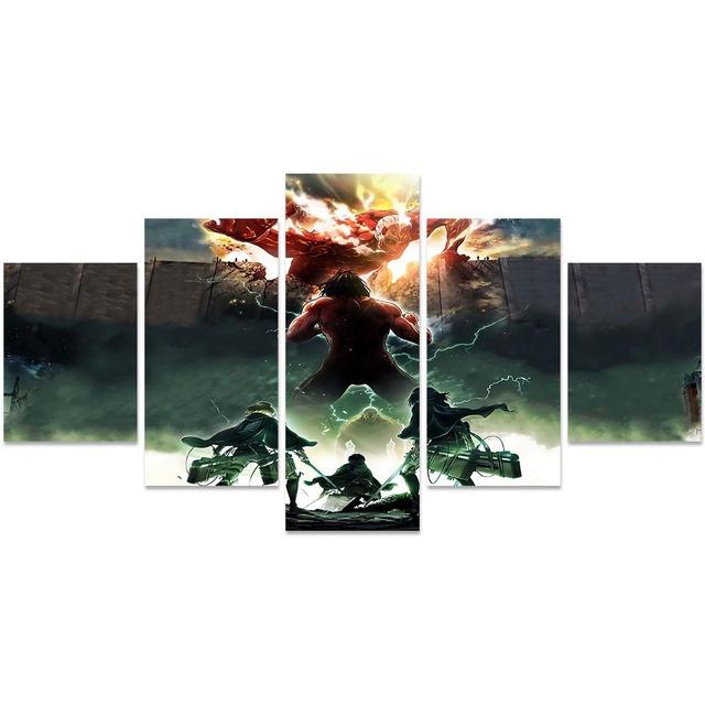No Frame Modular 5 Pieces ATTACK ON TITAN Poster Canvas Painting Anime Characters Print Picture Living Room Home Decor Wall Art