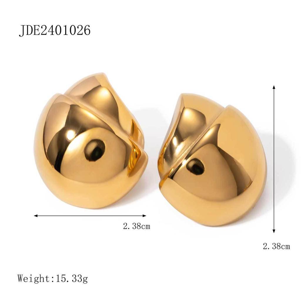 18K Gold Stainless Steel Irregular Hazelnut Earrings - Retro Style by Melaard