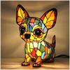 Corgi Lamp and Pug Lamp,Dog Series Art Night Light,French Bulldog and Dachshund Stained Night Light,Stained Resin Pet Dogs Themed LED Table Lamps,Fun