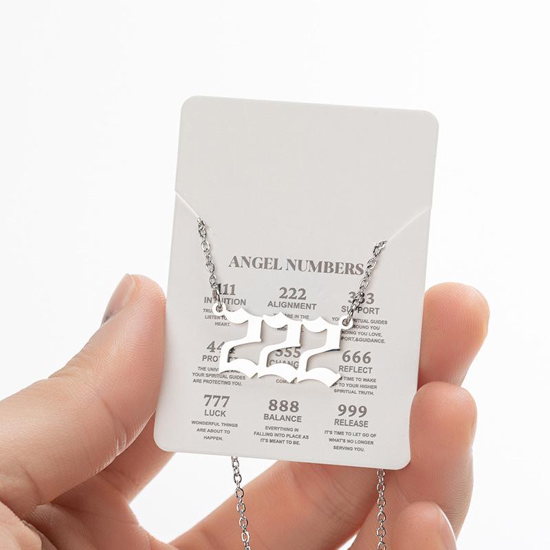 Náhrdelníky s přívěsky s andělskými čísly z nerezové oceli, šťastná čísla 111 222 333 444 555 777 888 999 666 000