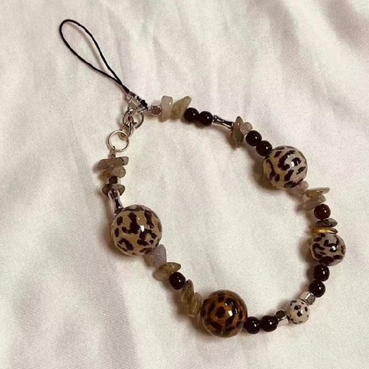 Leopard Print Beaded Lanyard Keychain Multiple Use Accessory For Daily Outings And Trendy Looks