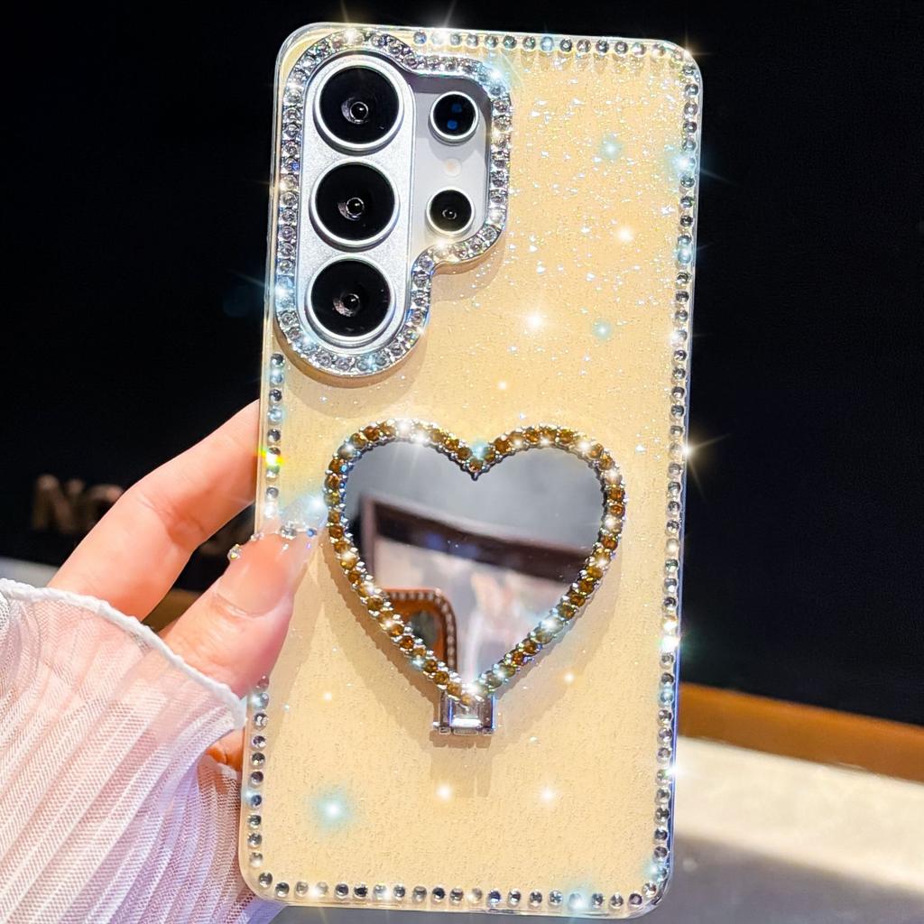 Flash diamond IMD Samsung S11Ultra mobile phone case A11 love mirror holder S11 anti-drop protective case hard