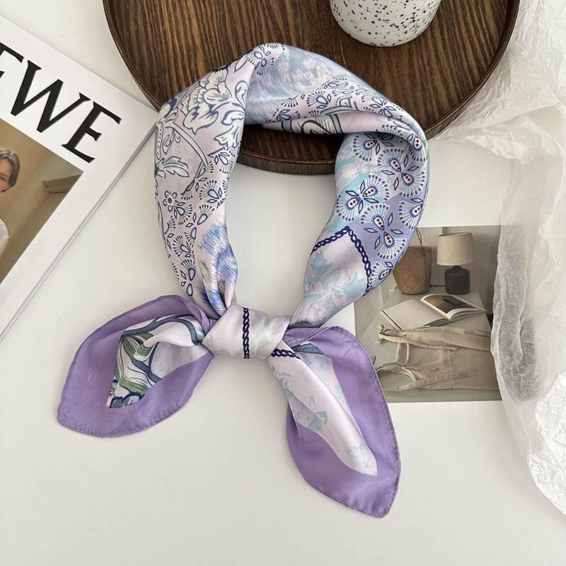 Silk Scarf Neck 70 Square Scarf New Printing Small Fresh Versatile Streamer Neck Protector Scarf Shawl