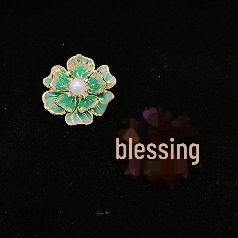 Elegant Enamel Peony & Pearl Brooch - Luxurious Unisex Pin for Clothing Accessories