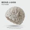 Beret women's autumn and winter handmade knitted wool hat double-layer warm and windproof retro niche stacked bag head cold hat