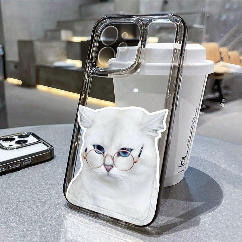 Serious face kitten applies to iPhone17promax Apple 16 transparent cat mobile phone case 14/13 fine hole 15