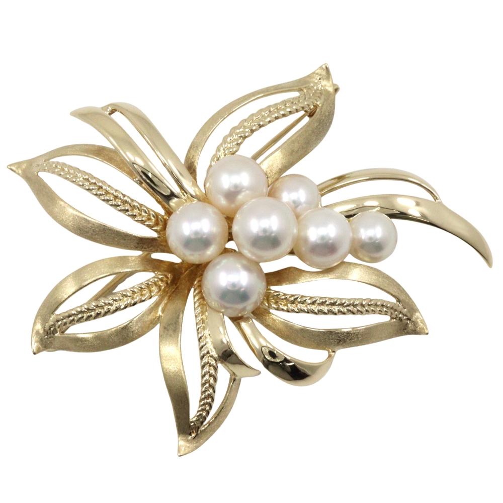 MIKIMOTO Pearl Brooch K14 Yellow Gold/Pearl 16.6g Women Used