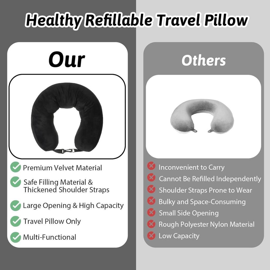 Fillable Travel Neck Pillow, Can Hold Clothes, Pillowcase Storage, Lycra Fabric, Portable Travel Bag Pillow