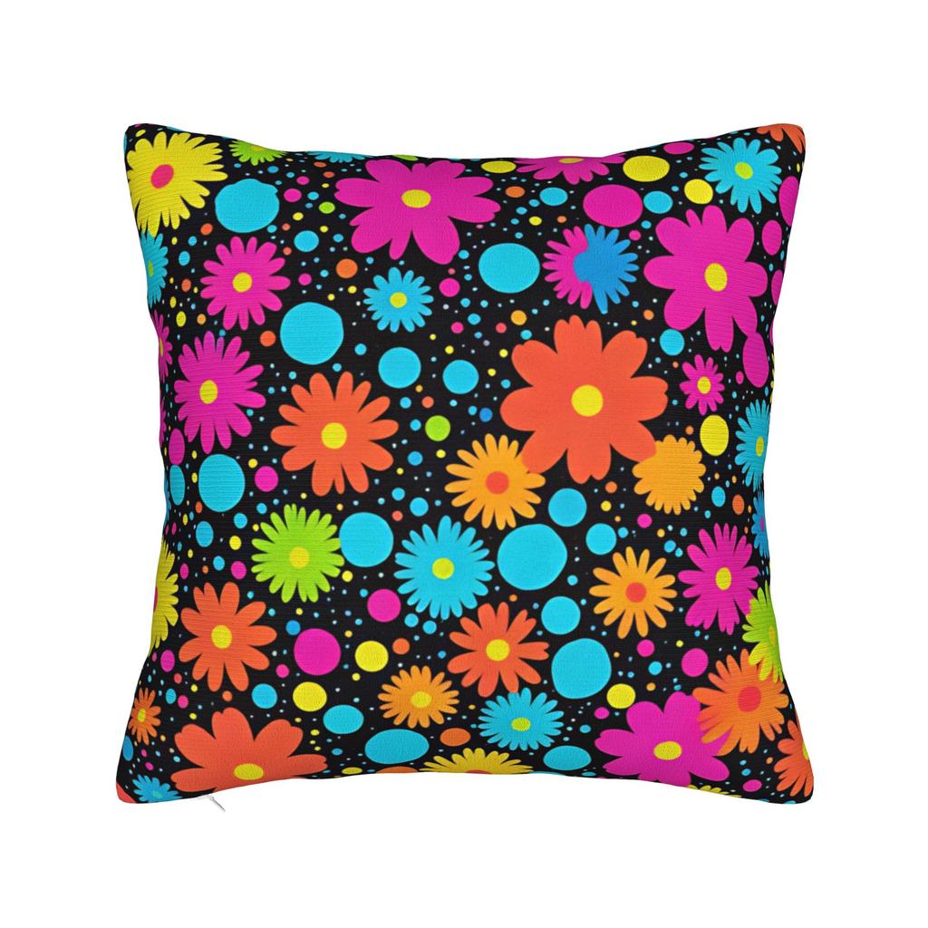 Neon Sunflower Tropical Pillow Case Retro Trendy Pillow Cover Square Pillowcases For Sofa Home Decoration
