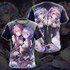 Anime Re:Zero Starting Life In Another World Rem Unisex Plus Size Loose Breathable Short-Sleeve