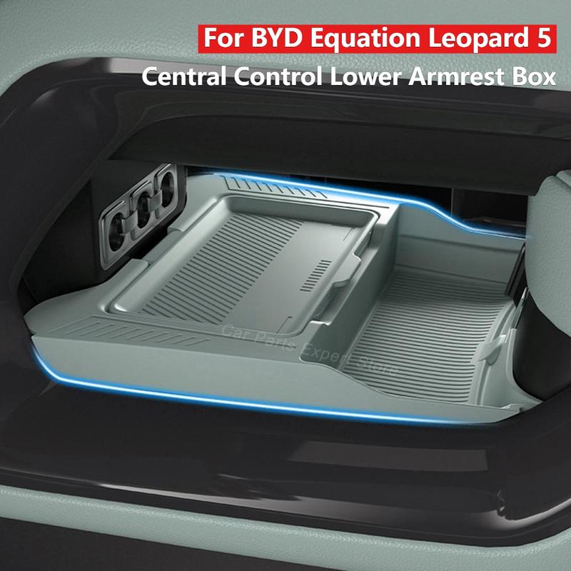 For BYD Formula Leopard 5 2024 Car Storage Box Under Central Control Phone Holder Car Tidying with Cover Case Car Accessories
