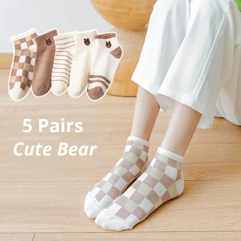 5/10/20 Pairs Women's Short Tube Socks Pink Cat Thin Four Seasons Cute Boat Sockslow Top Ins Trendy Socks harajuku kawaii