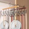Wall Mounted Wooden Sling Hanger 360 Degrees Rotating Space Saving Camisole Clothes Hanger with 18 Hooks Large Capacity