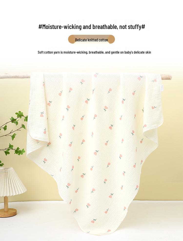 Double-Layer Crinkle Muslin Swaddle Blanket - Soft, Breathable, Skin-Friendly, Comfortable Newborn Towel