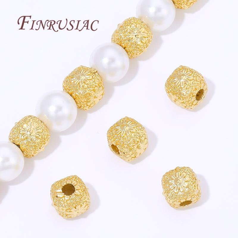 5.5mm 18K Gold Plated Brass Square Beads For Beading,Metal Separator Beads For Bracelets Accessories,DIY Jewelry Making Supplies