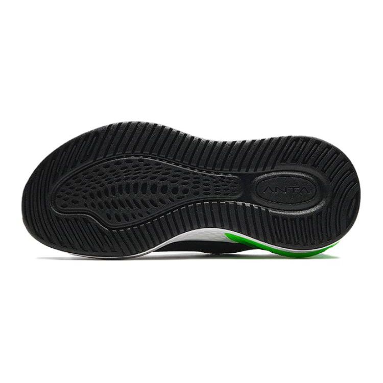 Anta Kids Knob Shock Absorption Wear-Resistant Breathable Low-Top Running Shoes Kids Running Shoes Black White Green A312425519-1
