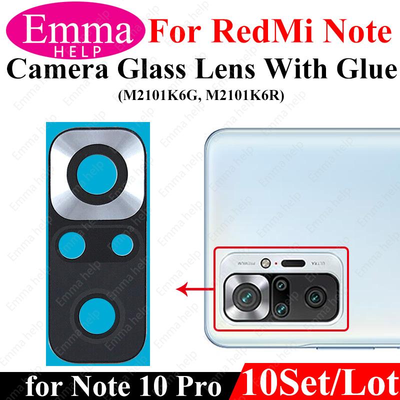 10Pcs Camera Lens For Xiaomi Redmi Note 9 Pro Max 9s 8 8t 7 7Pro Note10 5G 10t Back Camera Glass With Glue Adhesive