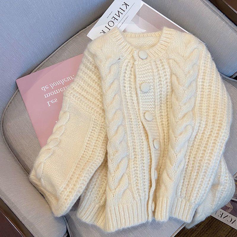 

Вязаный кардиган в ретро гонконгском стиле - Женский весенне-летний толстый уютный свитер ❀S