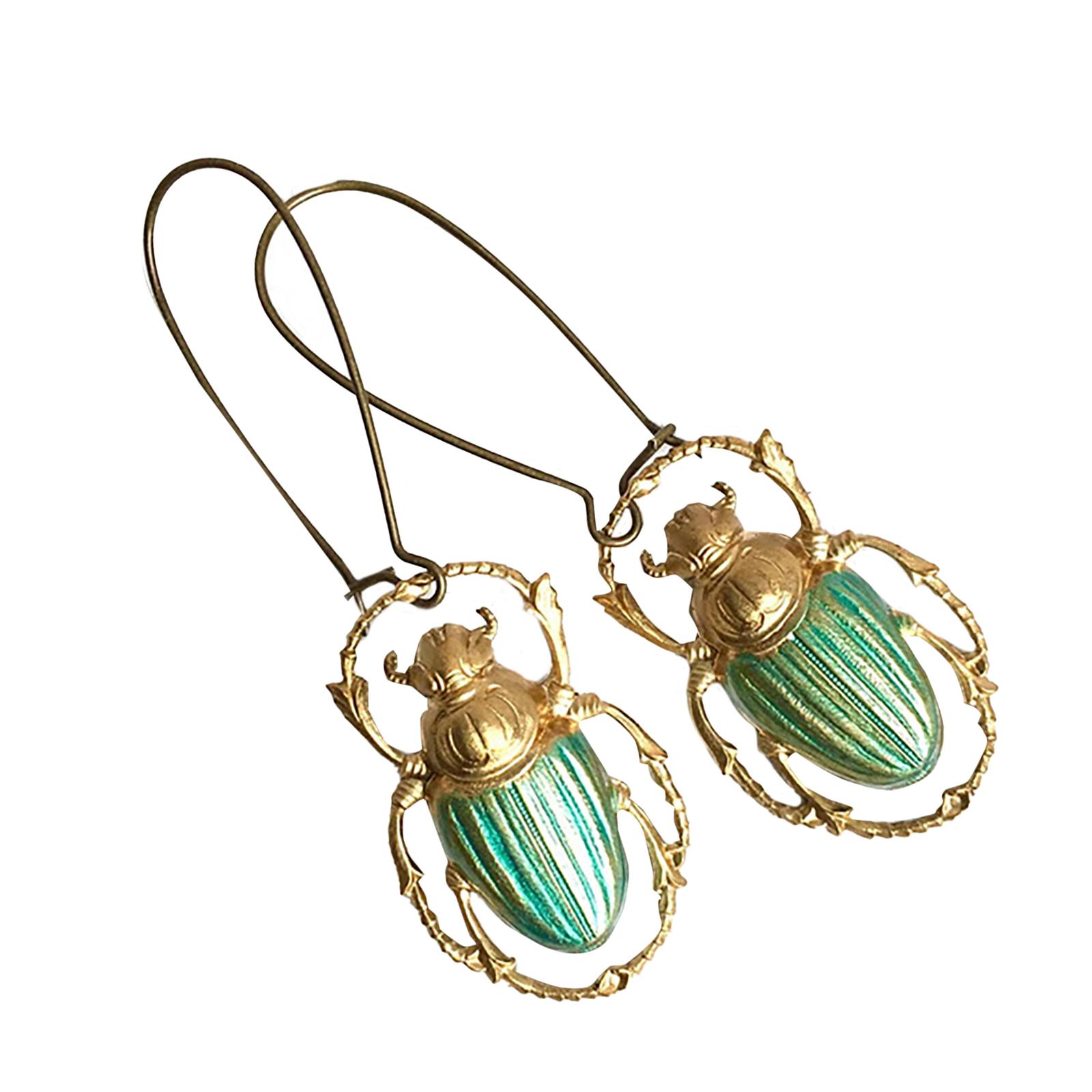 

Креативные серьги-капли в виде насекомых, милые украшения в виде животных, длинные бронзовые серьги-крючки, аксессуары для женщин, украшения для вечеринок зелёный